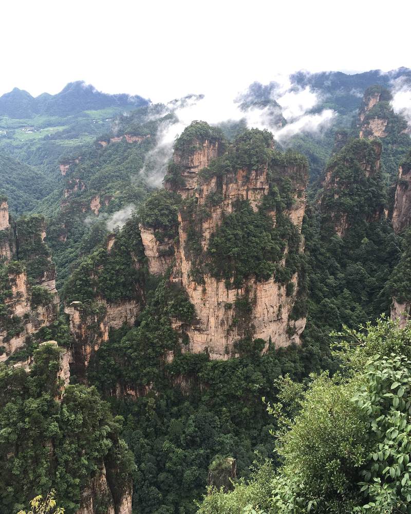 Rock formations below the Bailong elevator in the Yuanjiajie scenic area