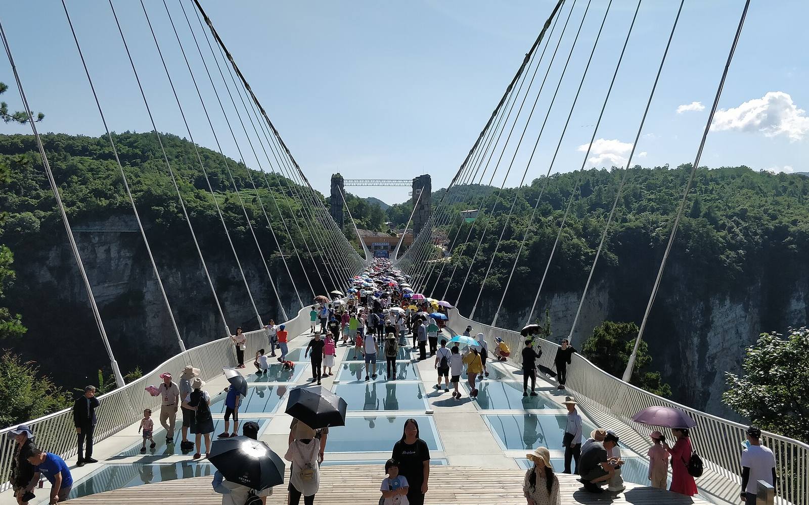 The glass bridge spanning Zhangjiajie Grand Canyon